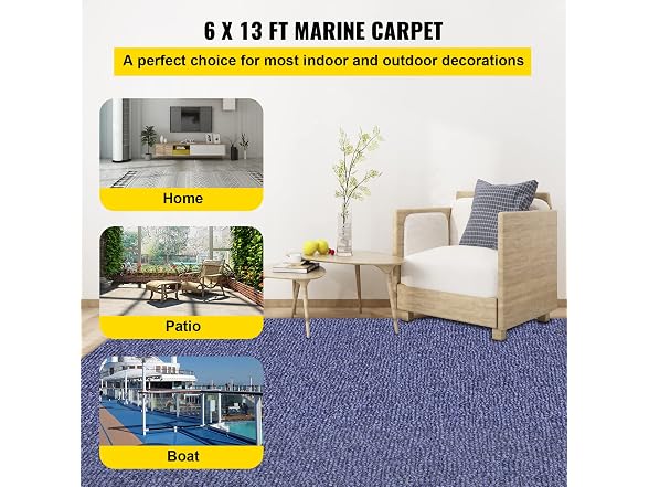 Deep Blue Marine Carpet 6 ft x 13.1 ft Marine