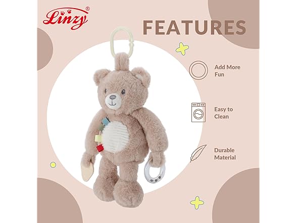 Linzy 10" Teddy Bear Stroller Toy