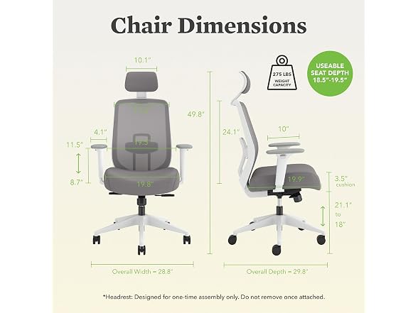 HON Altern Ergonomic Office Chair with Headrest, Black