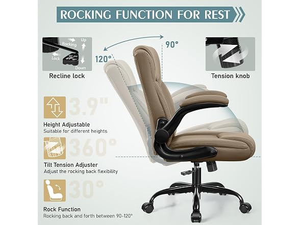 Brick Attic W0893 Leather Office Chair with Wheels1 (Open Box) - Gallery 7