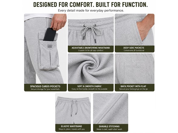 3Pk Mens Open Bottom Fleece Sweatpants