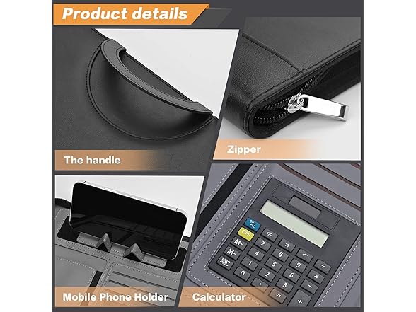UBAFNOM Leather Portfolio w/Calculator