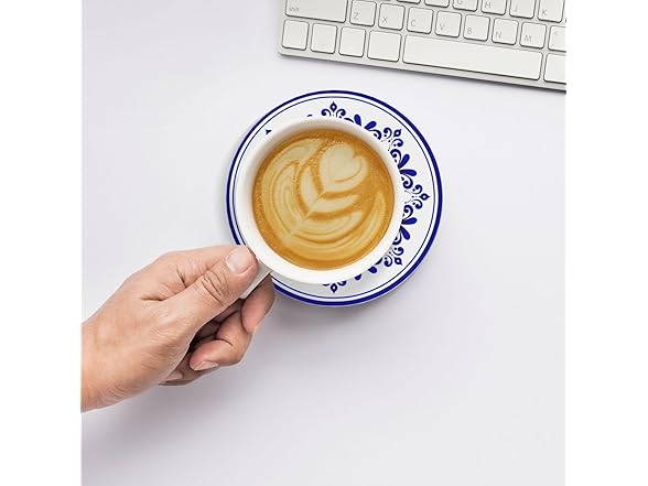 Coasters with Holder,Blue and White Style