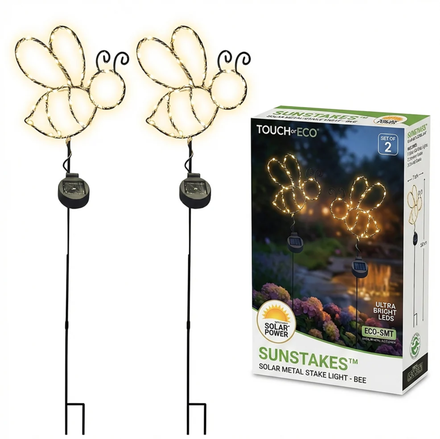 Touch Of ECO Solar Powered LED Garden Stake - Bee - Gallery 13