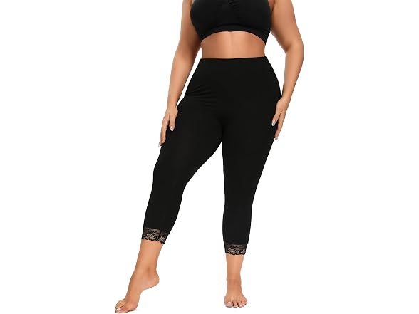 Eliss Women (XL) Modal Capri Lace Trim Leggings