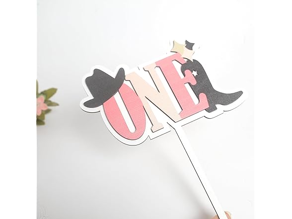 Disco Cowgirl 1st Birthday Cake Topper