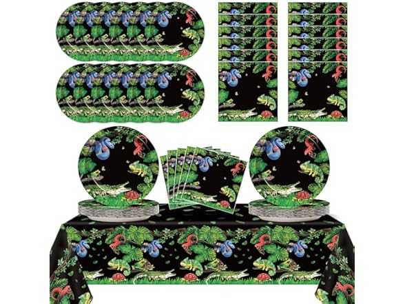 Reptile Snake Birthday Supplies for 48