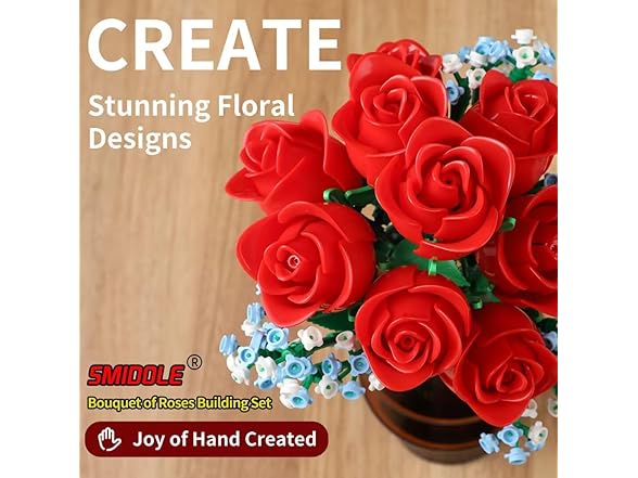 SMIDOLE Red Rose Bouquet Building Set