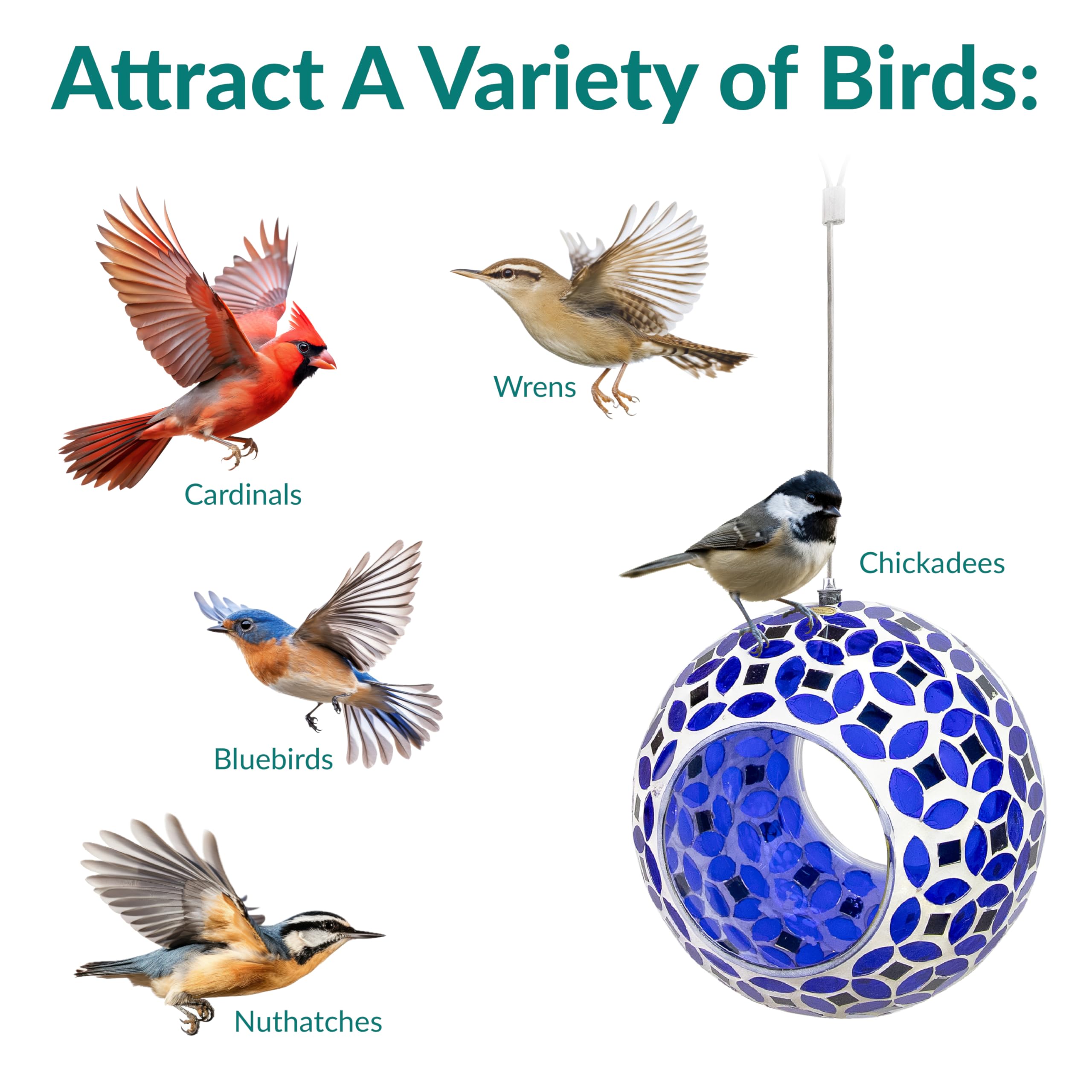 Sunnydaze 6" Lavender Mosaic Bird Feeder - Gallery 8
