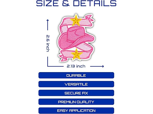 Herxion Western Iron On Patches, Pink Cowgirl Hat