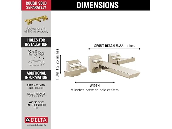 Delta Faucet T3599LF-PN-PR-WL Pivotal Wall-Mount