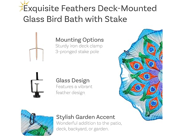 Sunnydaze Glass Bird Bath Bowl - 11"