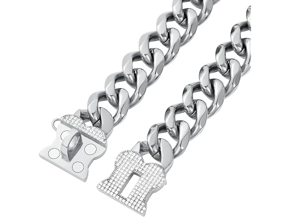 Silver Dog Chain Collars for Medium Large Do