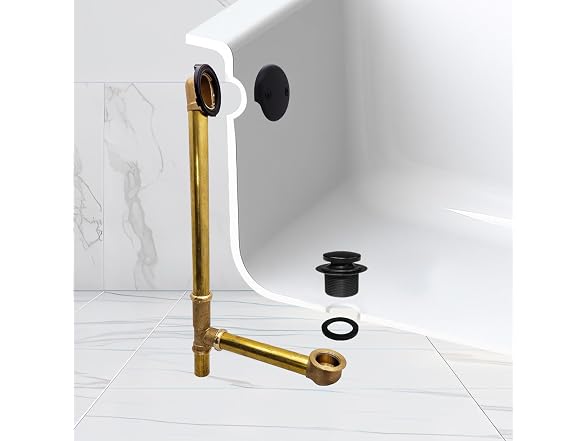 Westbrass A326-62 22-1/2" Brass Bath Waste & Overflow Assembly