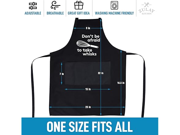 Funny Kitchen Aprons w/ Pockets 2-Pack