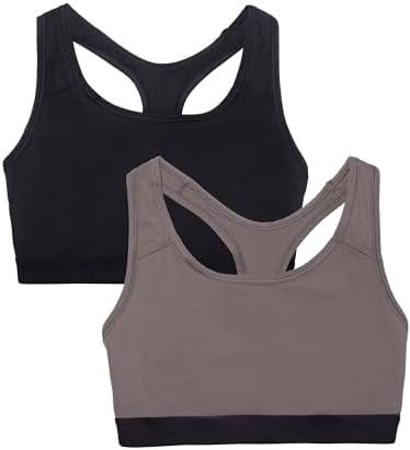 Fruit of the Loom Women's Medium Impact Sports Bras Supports Without Padding, Black Hue/Charcoal Heather
