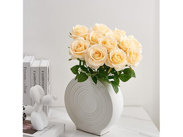 Helera 12pcs Champagne Roses Artificial