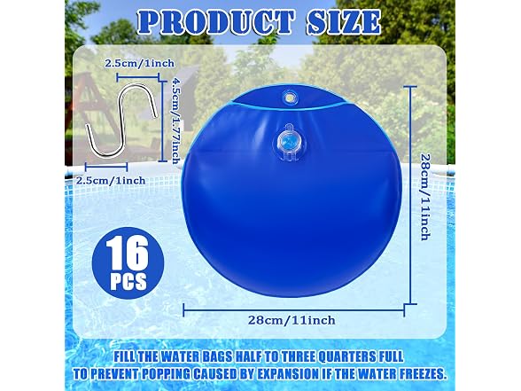 16-Pack Pool Cover Weights