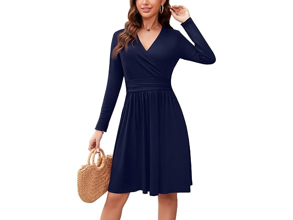 Weaczzy Women (S) Long Sleeve V Neck Fall Dress