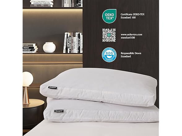 Beautyrest Microfiber Medium Firm Bed Pillows 2-Inch Gusset Feather Down Pillow-Jumbo Size(Set of 2 Pack) (Open Box)