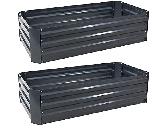 Sunnydaze Rectangle Galvanized Steel Garden Beds, 2pk