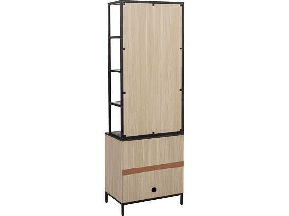 Linon Verner Blonde Wooden Herringbone Bookcase with Dark Top