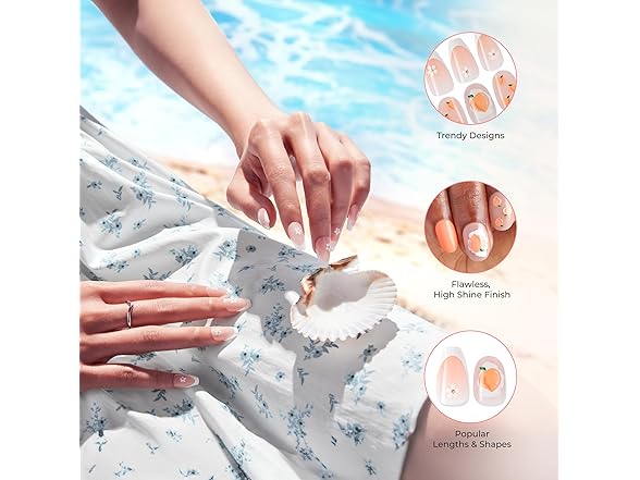 KISS French Tip Press On Nails, ‘Sunlit Days’