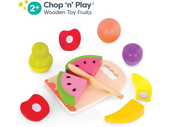 B. toys Chop n' Play Fruits Wooden Play Food Set