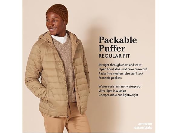 Amazon Essentials Men Lightweight Packable Jacket