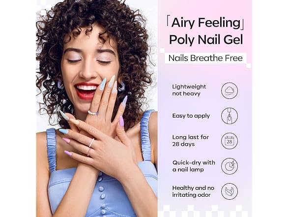 Poly Gel Nail Kit 60pcs, 6 colors pastel
