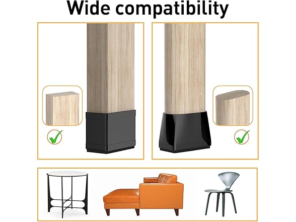 CHWM 1" x 1.5" Rectangle Chair Leg Floor