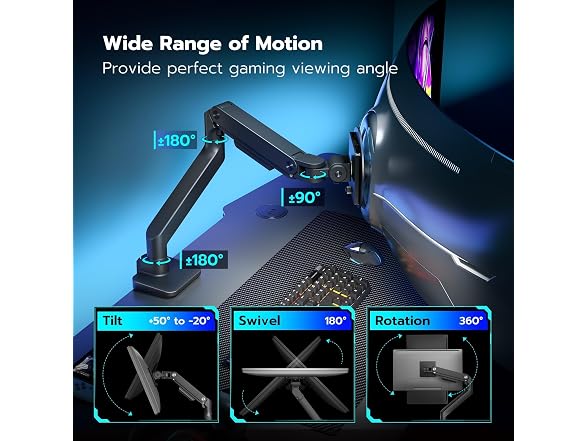 ARES WING 17" to 49" Ultrawide Monitor Arm with USB