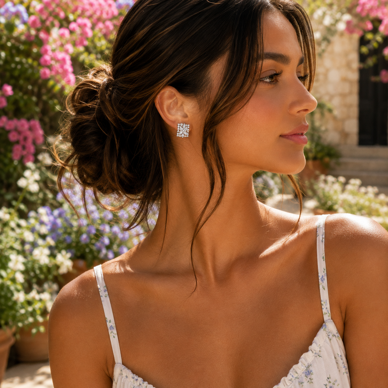 Cluster Cubic Zirconia Stud Earrings - Gallery 8
