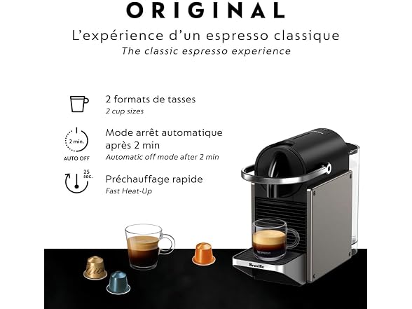 Nespresso Pixie Original Espresso Machine by Breville, Titan