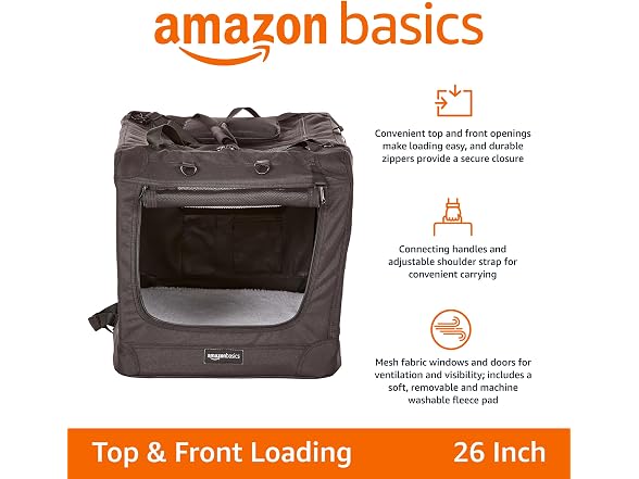 Amazon Basics Folding Portable Soft Pet Dog Crate, Black