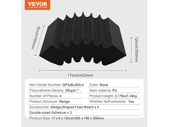 VEVOR Acoustic Foam Panels, 4 Pack