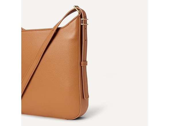 Amazon Essentials Women's Faux Leather Slim Crossbody Bag, Tan