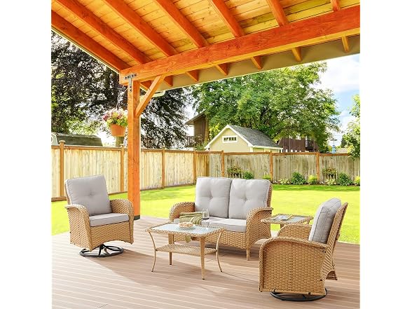 3PC Patio Swivel Rocker Bistro Set