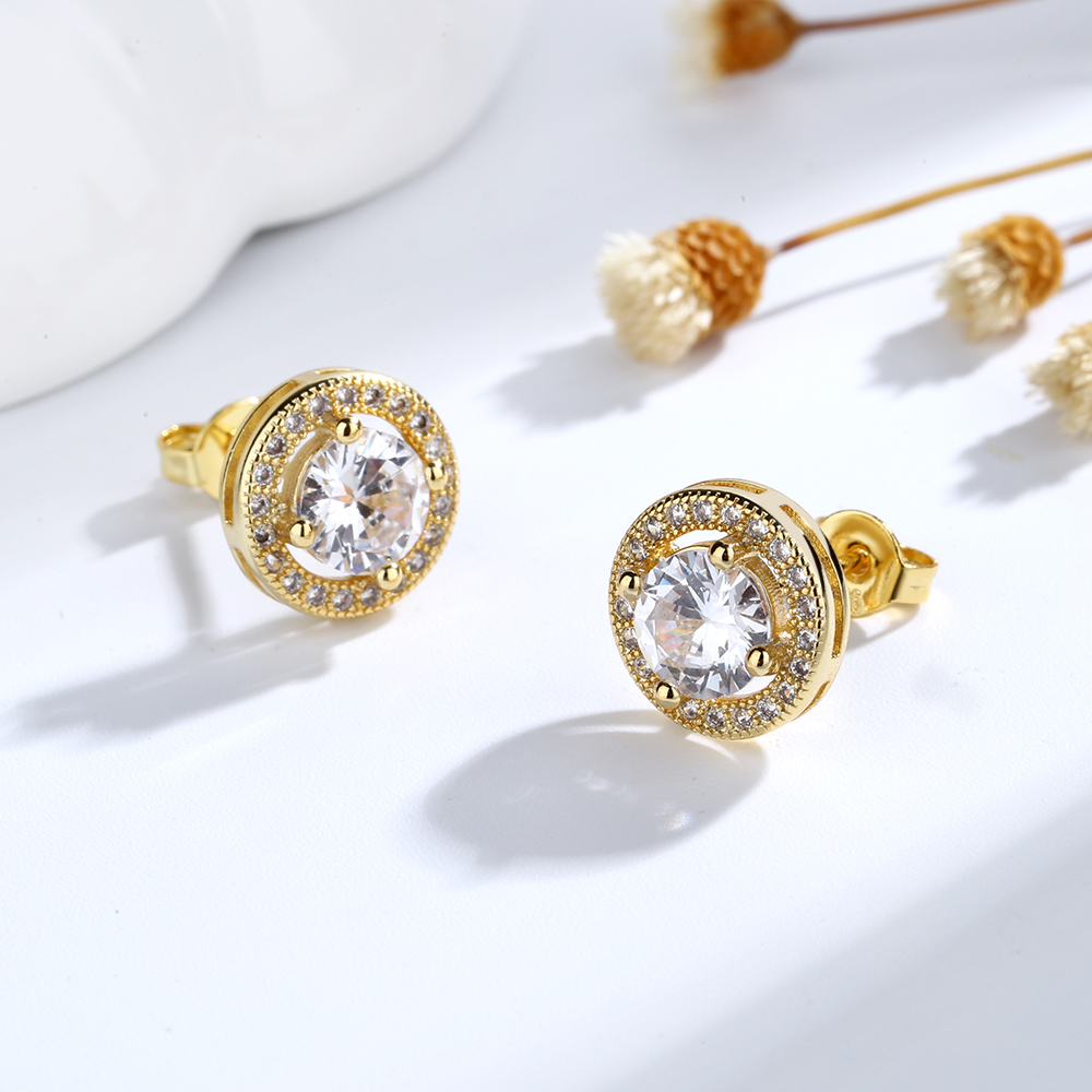 Sterling Silver Halo Stud Earrngs - Gallery 18