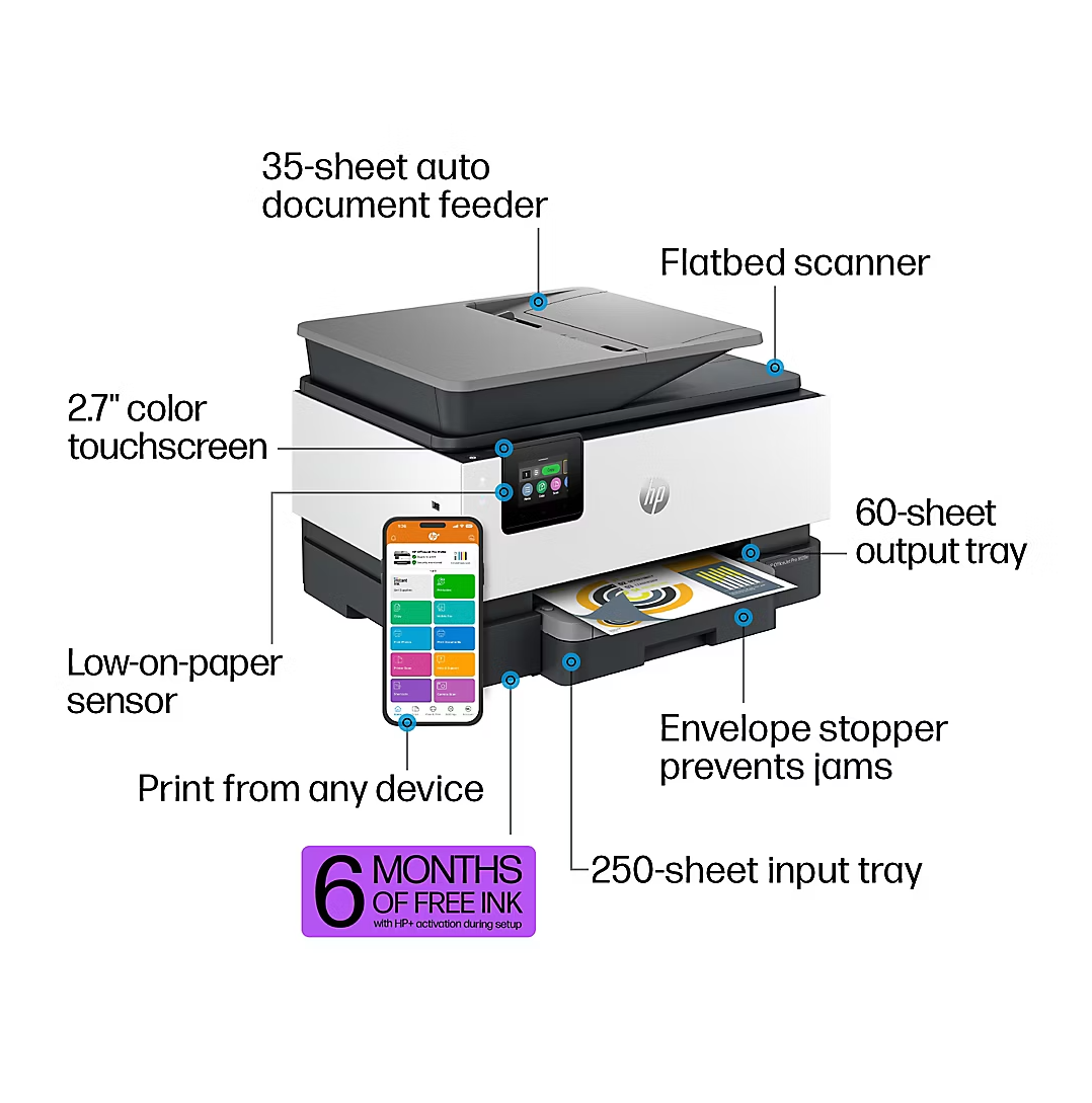 HP OfficeJet Pro 9128e Wireless Inkjet Printer - Gallery 8
