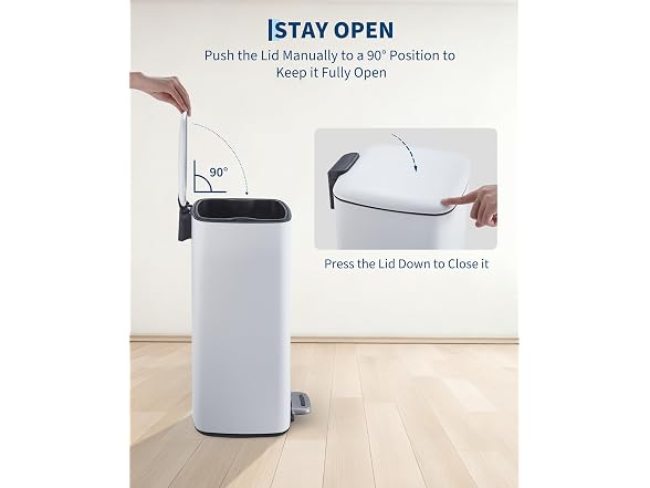 Takywep 8 Gal Step-On Trash Can White