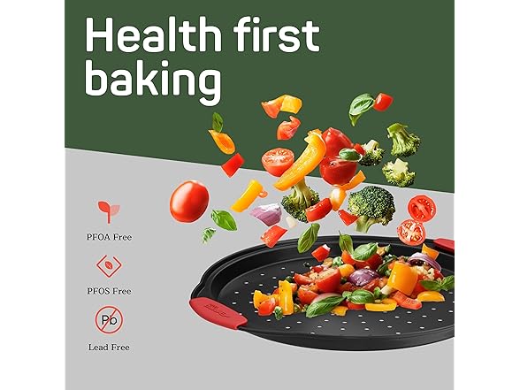Non-Stick Pizza Pan with Silicone Handle 2 Pack