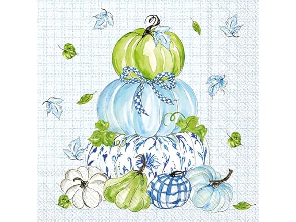 IHR 3-Ply Napkin Pack, Chinoiserie Stacked Pumpkins, 20-Count