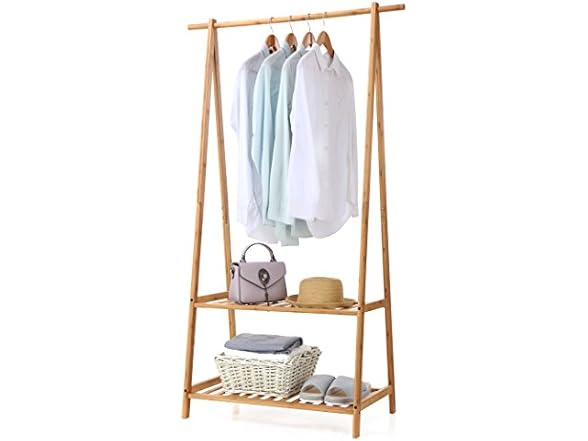 Finnhomy Bamboo Clothes Rack Portable Extra Large Garment Ra (Open Box)