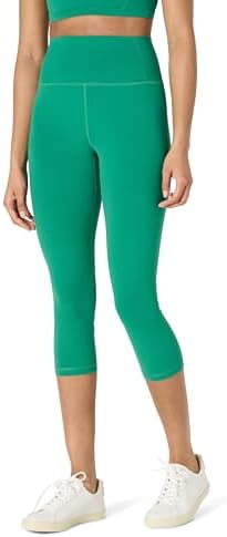 Amazon Essentials Women's Active FormFlex Buttery Soft High Waist 19" Inseam Capri Yoga Workout Leggings, Emerald Green, X-Large
