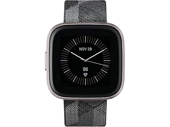 Fitbit Versa 2 Special Edition Health and Fitness Smartwatch with Heart Rate, Music, Alexa Built-In, Sleep and Swim Tracking, Smoke Woven/Mist Grey, One Size (S and L Bands Included) (Open Box)
