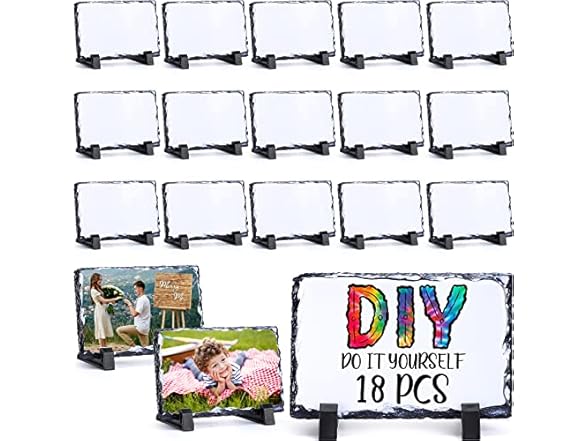 18 Pcs Blank Slate Rock Photo Frames