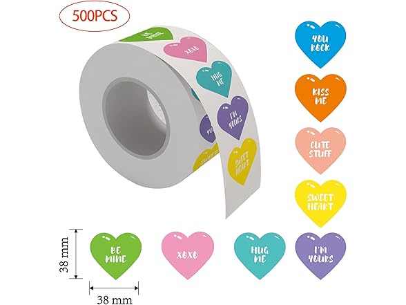 qifeifan 500 PCS Heart Stickers for Kids