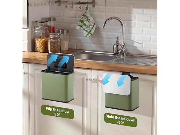OUTLANE 1.3 Gal Hanging Trash Can Green