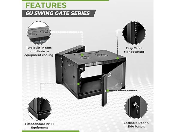 NavePoint 6U Server Cabinet with Hinged